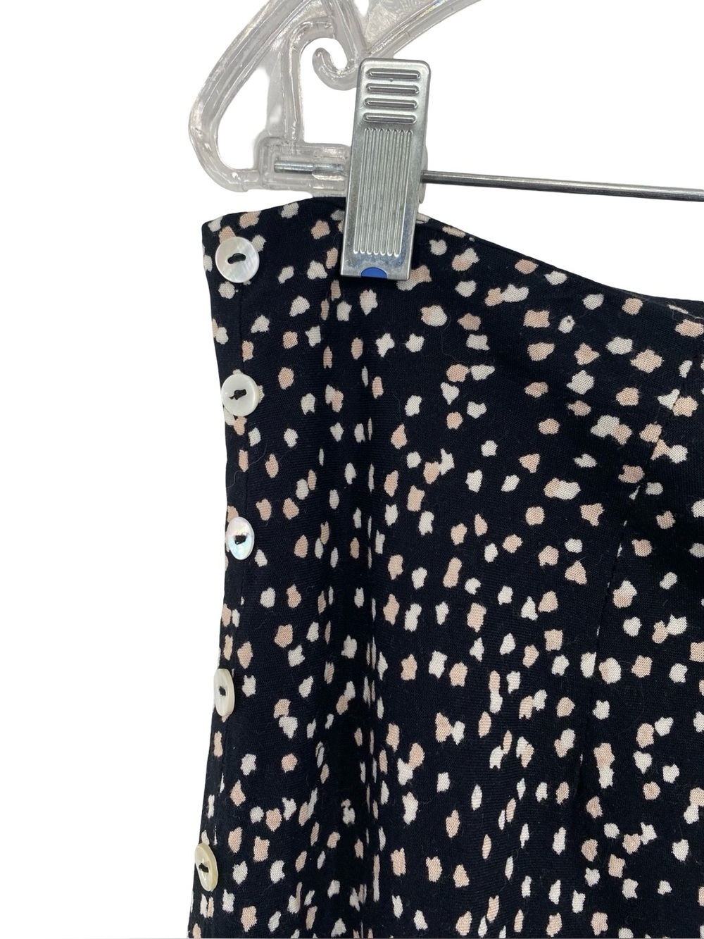 Leith Dot Pattern Flare Black Midi Skirt Size Large - Picture 4 of 9